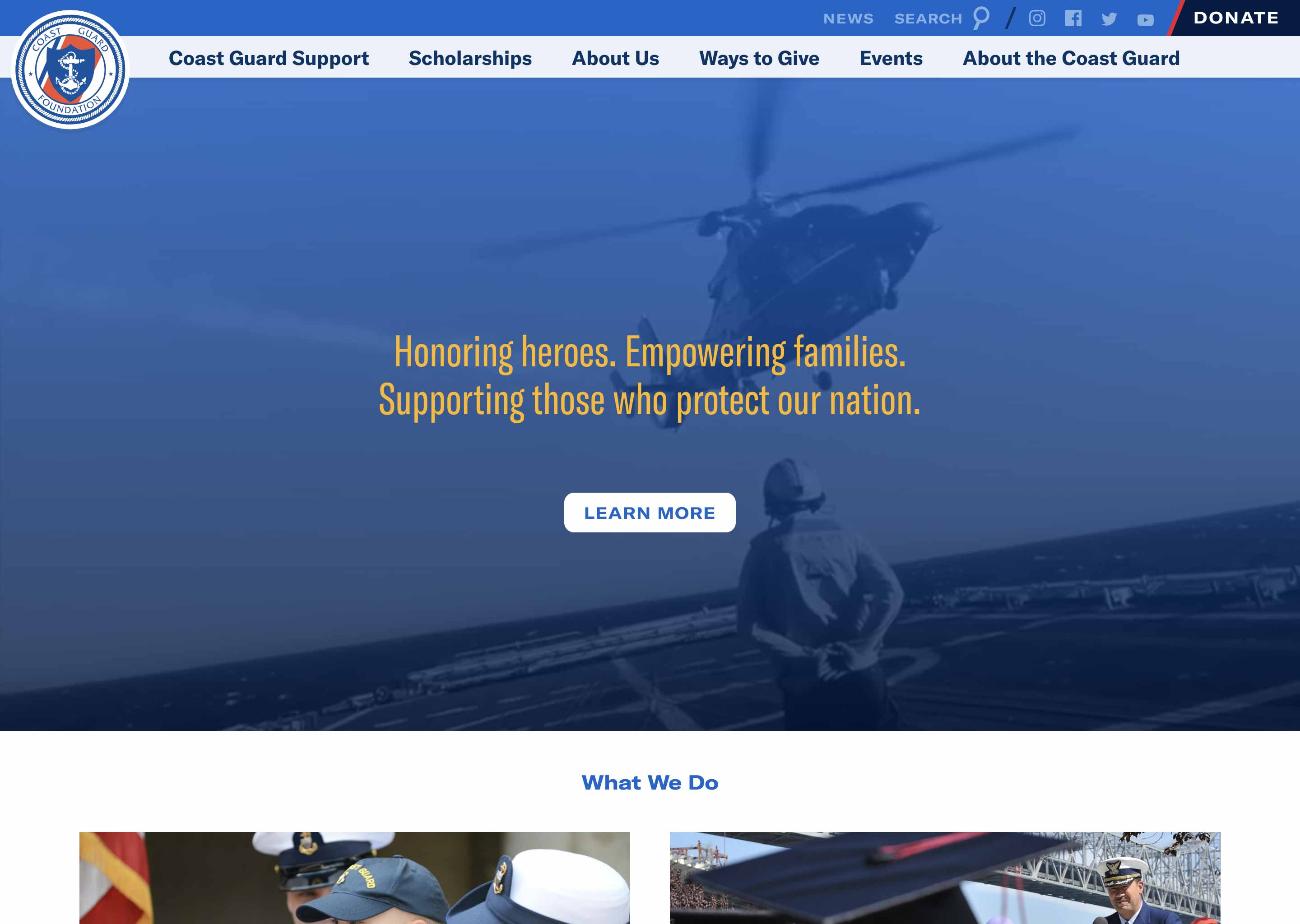 Screenshot of Coast Guard Foundation homepage